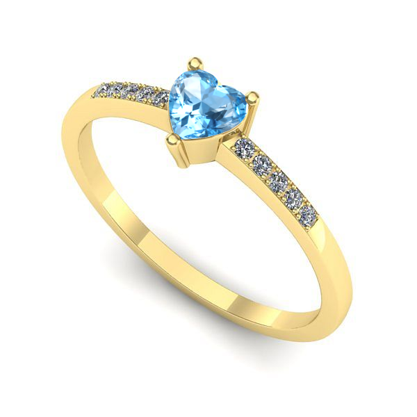 Inel logodna din aur galben cu topaz blue