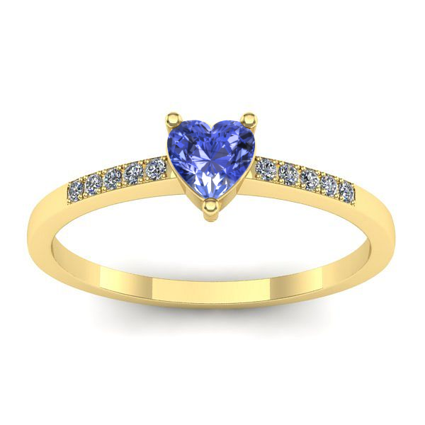 Inel de logodna cu tanzanit inima