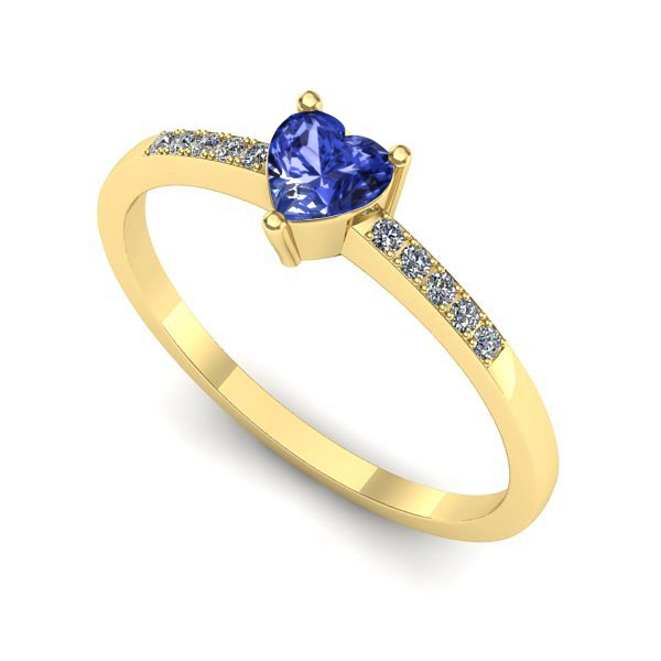 Inel logodna din aur galben cu tanzanit