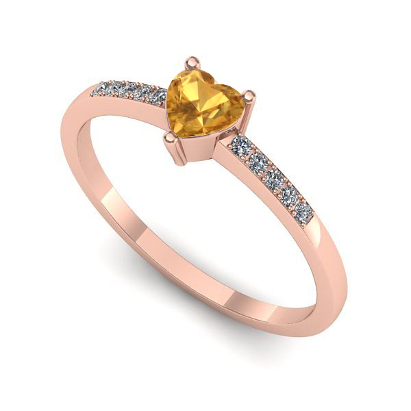 Inel logodna din aur roz cu citrin