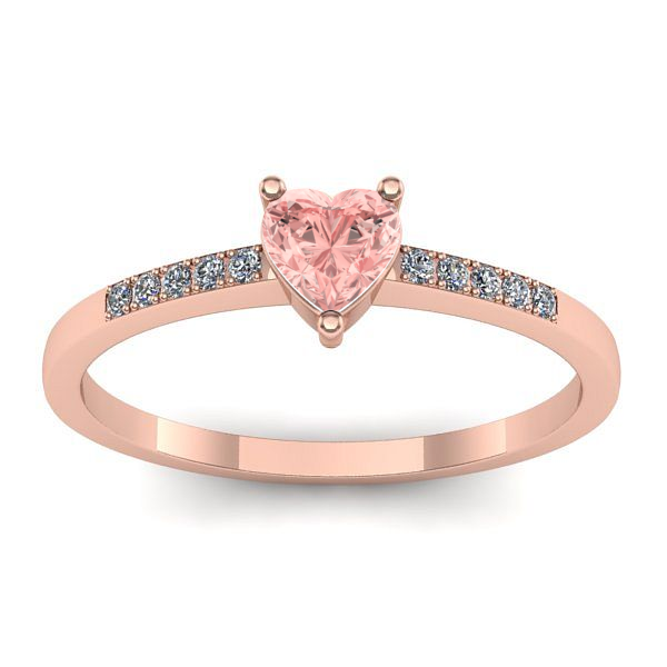 Inel logodna cu diamant de laborator roz inima