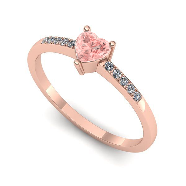 Inel de logodna din aur roz cu diamant de laborator roz