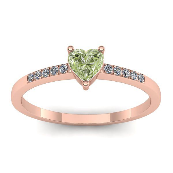 Inel de logodna cu diamant de laborator verde inima