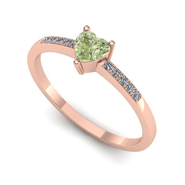 Inel de logodna din aur roz cu diamant de laborator verde