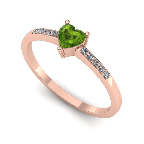 Inel de logodna din aur roz cu peridot