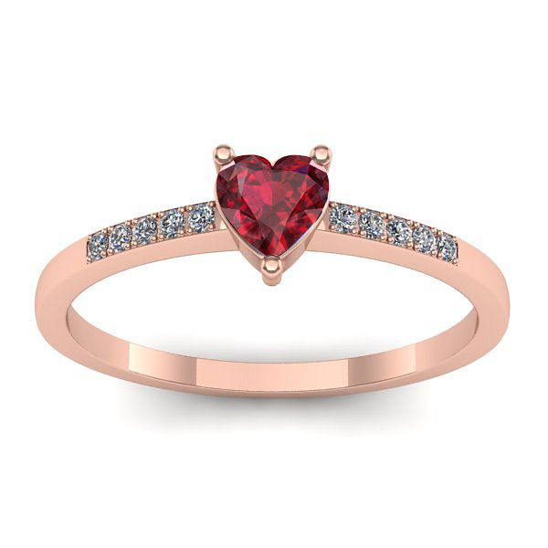 Inel cu rubin inima