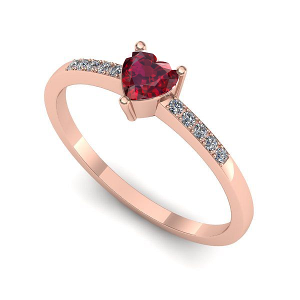 Inel din aur roz cu rubin