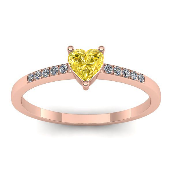 Inel logodna cu safir galben inima