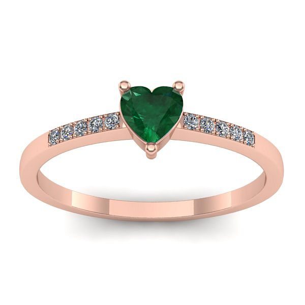 Inel logodna cu smarald inima