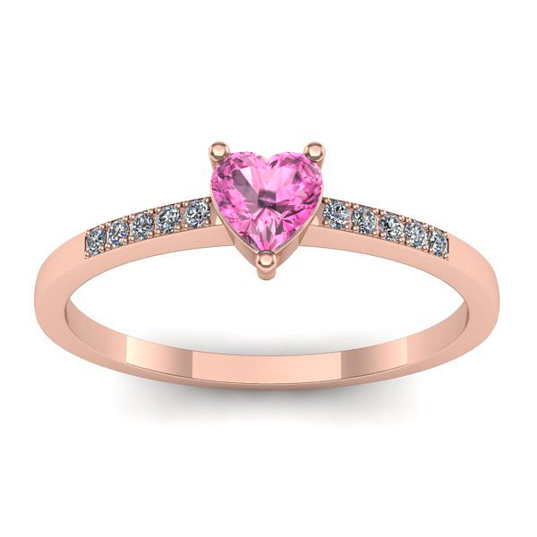 Inel de logodna cu safir roz inima