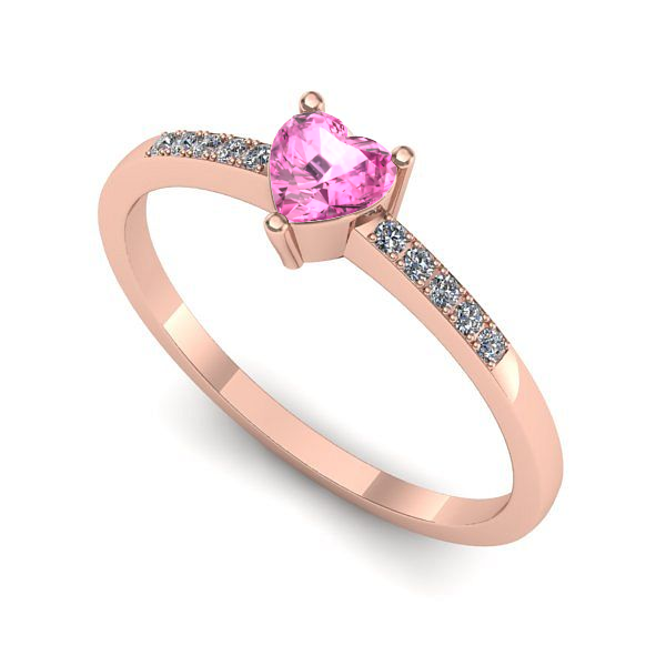 Inel din aur roz cu safir roz
