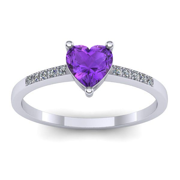 Inel de logodna cu ametist inima