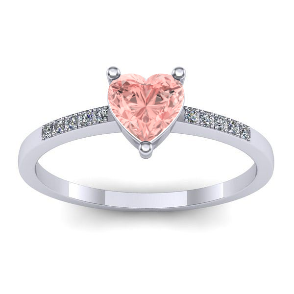Inel cu diamant de laborator roz inima