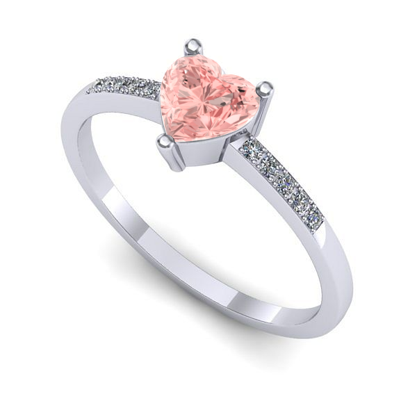 Inel logodna din aur alb cu diamant de laborator roz