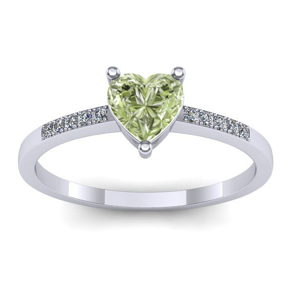 Inel de logodna cu diamant de laborator verde inima