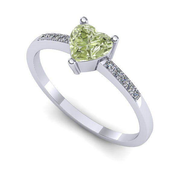 Inel logodna din aur alb cu diamant de laborator verde