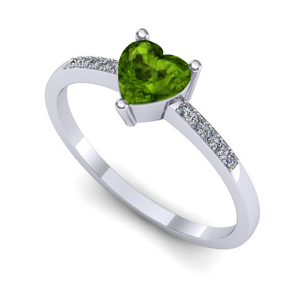 Inel logodna din aur alb cu peridot