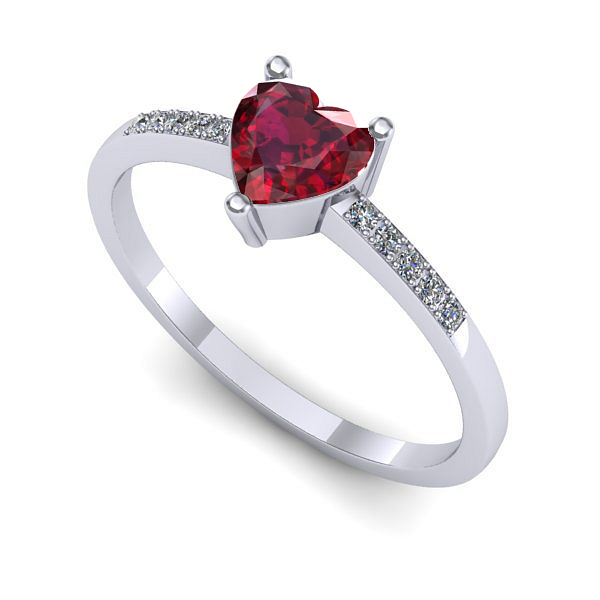 Inel din aur alb cu rubin