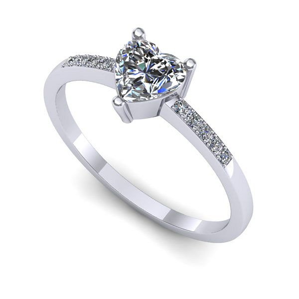 Inel logodna din aur alb cu safir alb