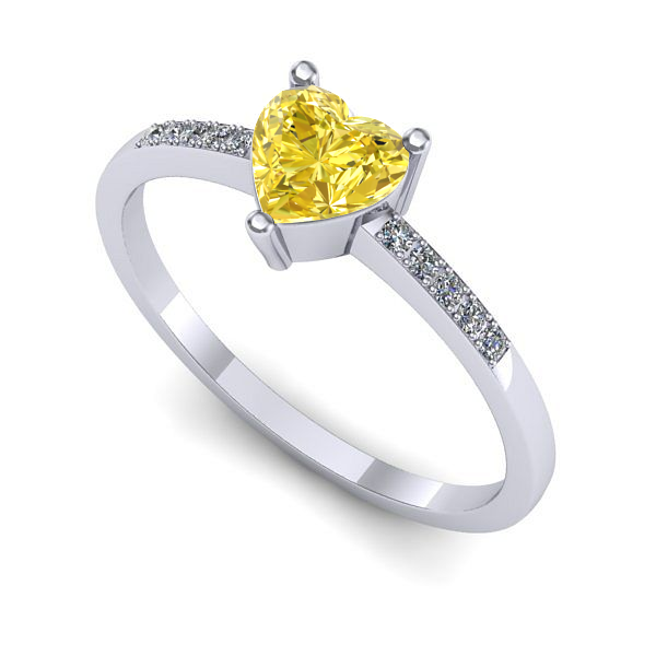 Inel de logodna din aur alb cu safir galben