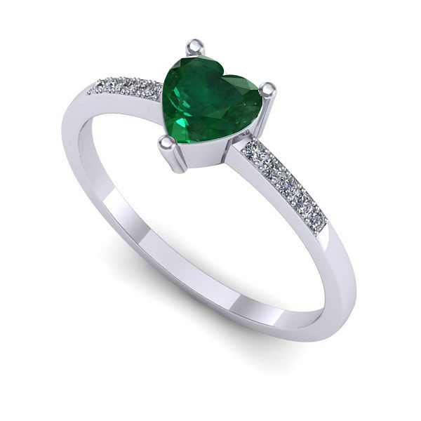 Inel logodna din aur alb cu smarald