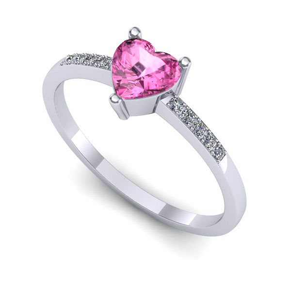 Inel de logodna din aur alb cu safir roz