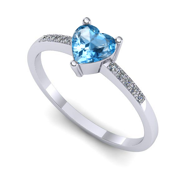 Inel din aur alb cu topaz blue