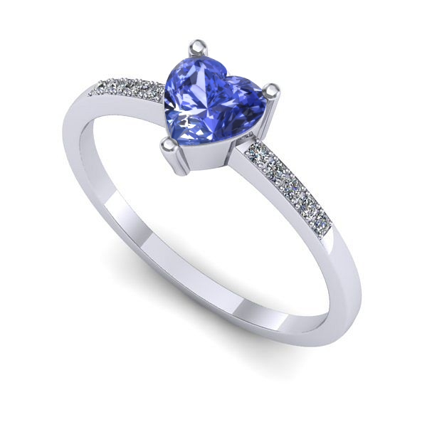 Inel logodna din aur alb cu tanzanit
