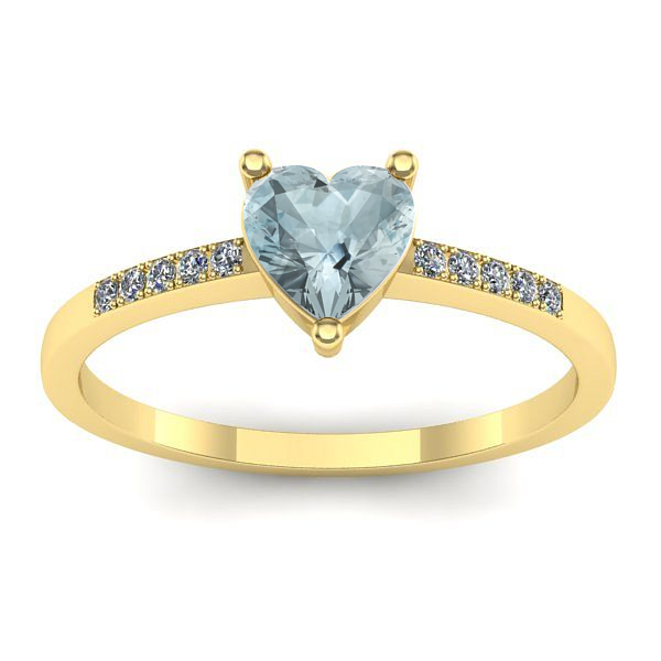 Inel de logodna cu aquamarin inima