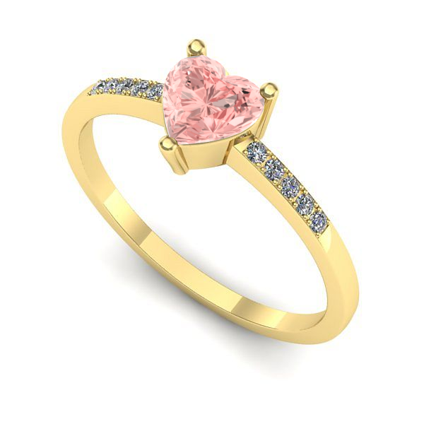 Inel din aur galben cu diamant de laborator roz