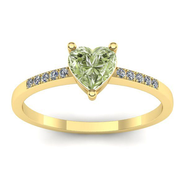 Inel logodna cu diamant de laborator verde inima