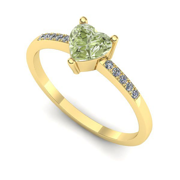 Inel de logodna din aur galben cu diamant de laborator verde