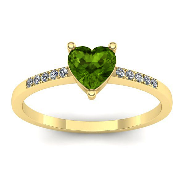 Inel logodna cu peridot inima