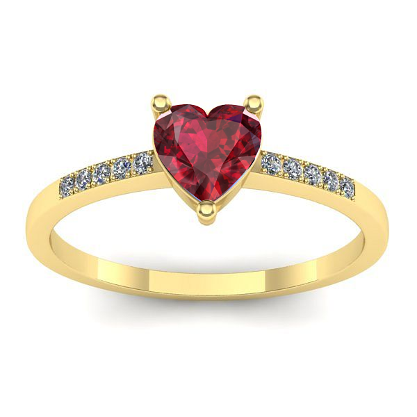 Inel cu rubin inima