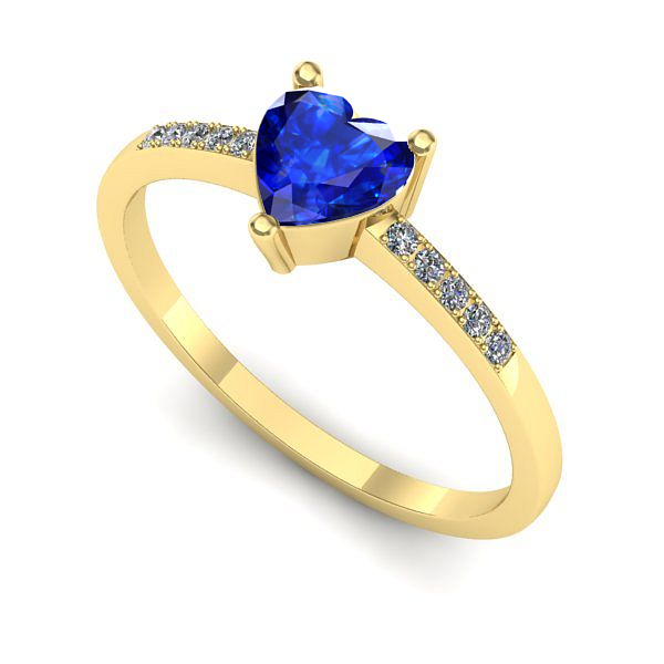 Inel logodna din aur galben cu safir