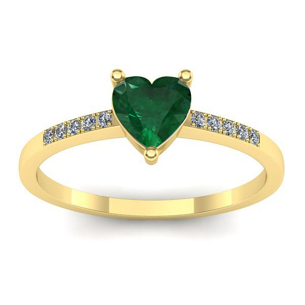 Inel de logodna cu smarald inima