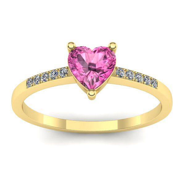 Inel cu safir roz inima