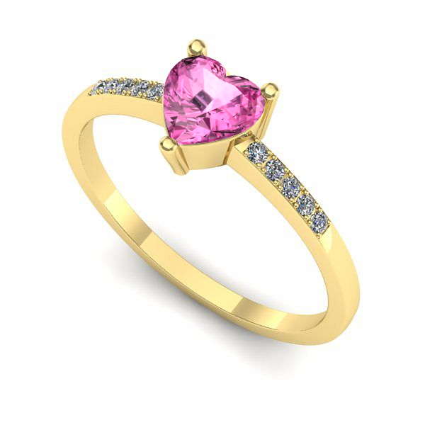 Inel de logodna din aur galben cu safir roz