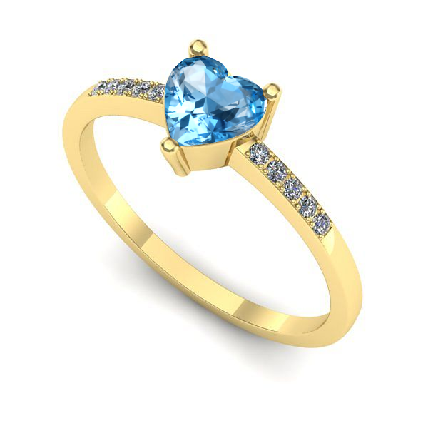 Inel logodna din aur galben cu topaz blue