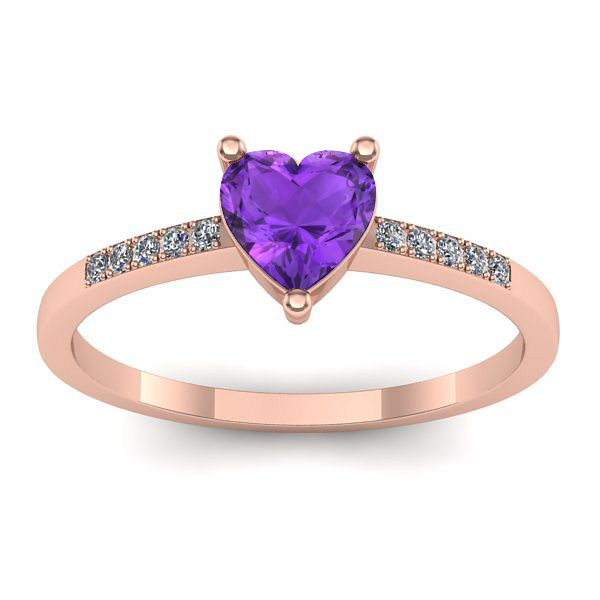 Inel cu ametist inima