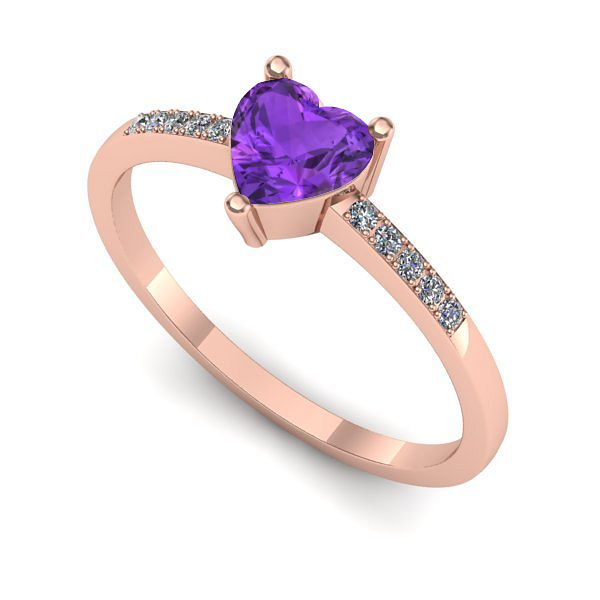 Inel logodna din aur roz cu ametist