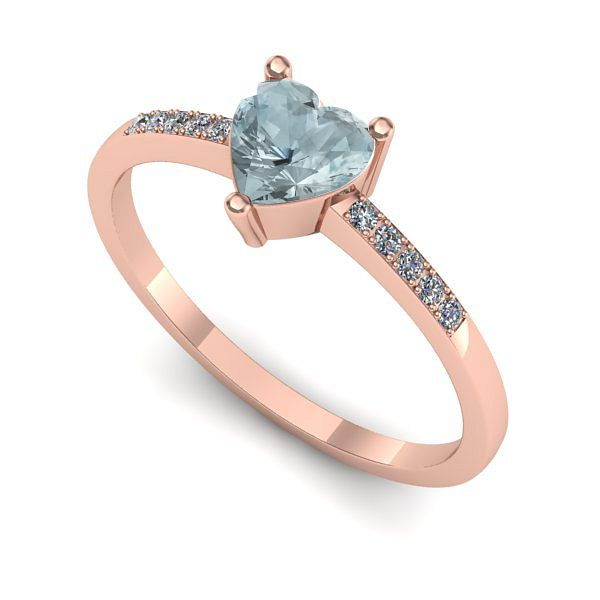 Inel logodna din aur roz cu aquamarin