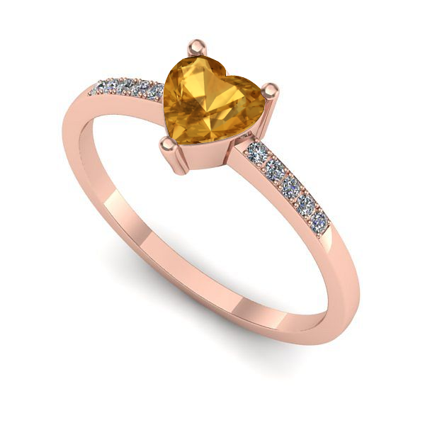 Inel de logodna din aur roz cu citrin