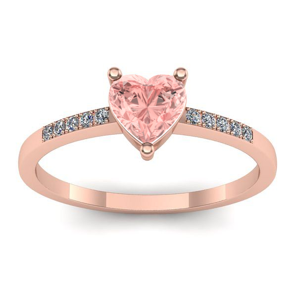 Inel logodna cu diamant de laborator roz inima