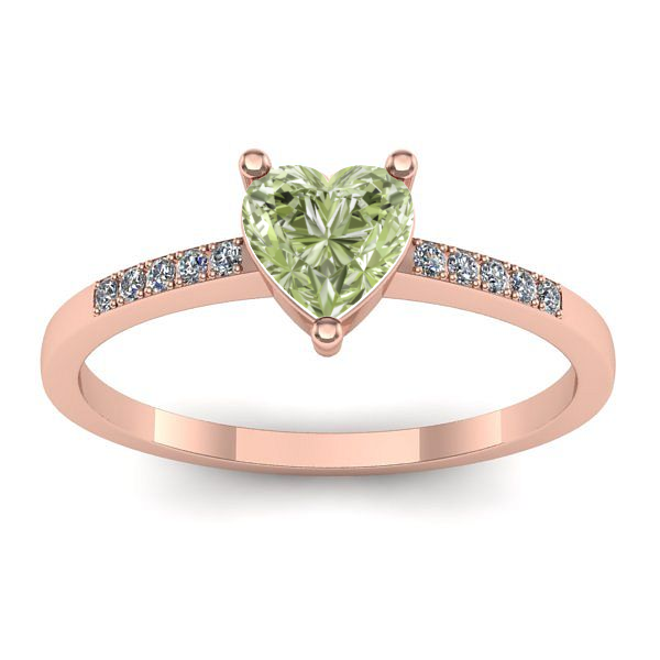 Inel logodna cu diamant de laborator verde inima