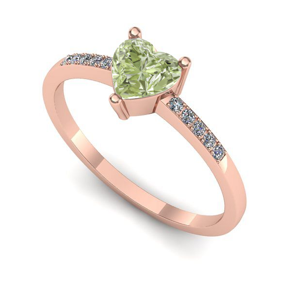 Inel din aur roz cu diamant de laborator verde