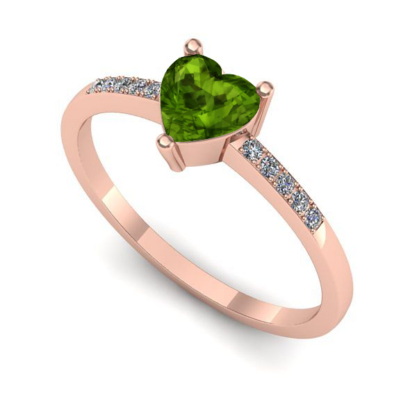 Inel din aur roz cu peridot