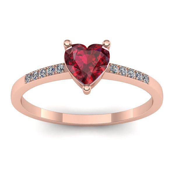 Inel cu rubin inima