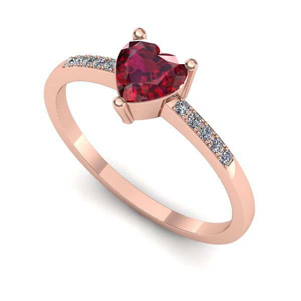 Inel de logodna din aur roz cu rubin