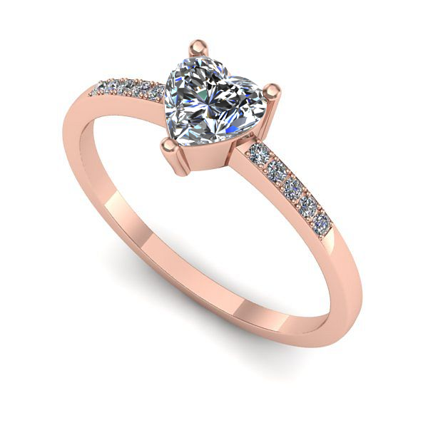 Inel de logodna din aur roz cu safir alb